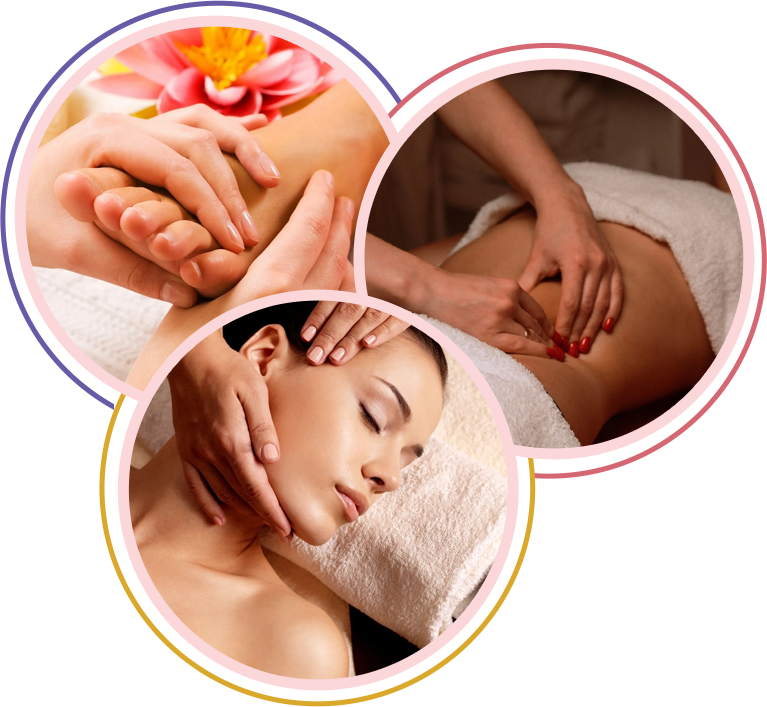 A collage of three different types of massage.